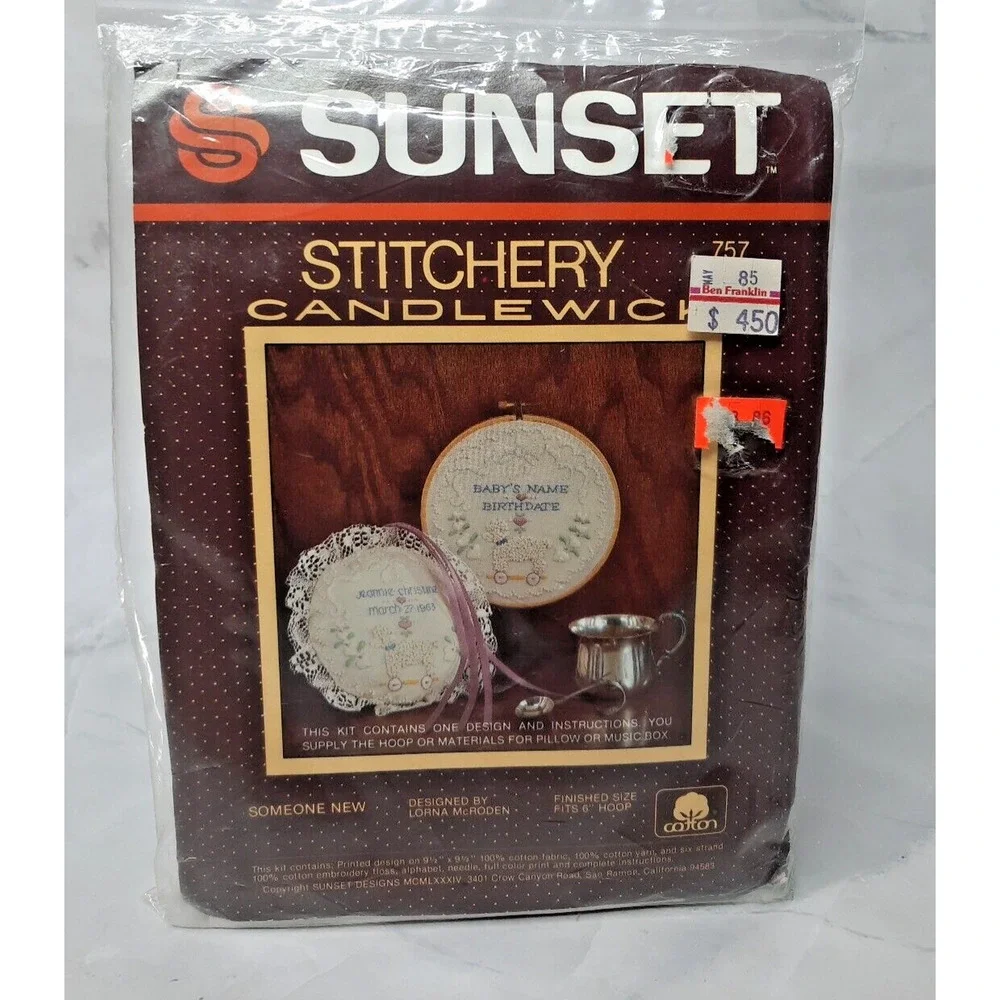 Sunset Designs Stichery Candlewick Kit Someone New Birth Record